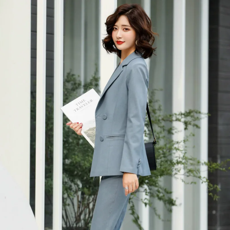 Женский костюм на осень и зиму новый с белым воротником деловое темпераментное