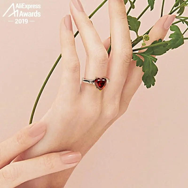 Кольцо в форме сердца 10*10 мм Стерлинговое Серебро S925 пробы SONA Diamond solitaire цитрин