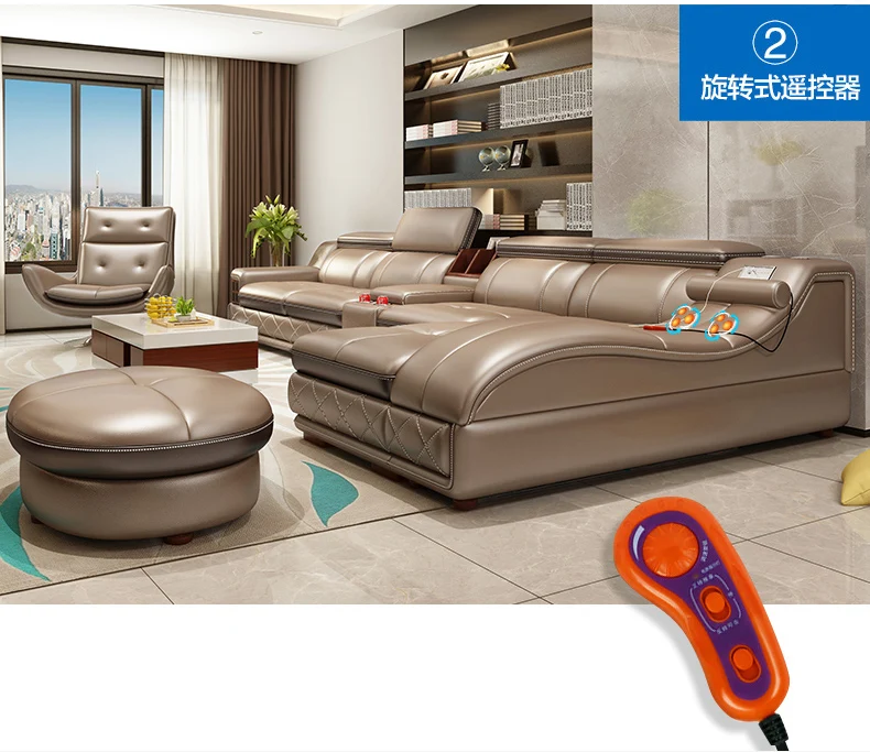 Комплект диванов для гостиной из натуральной бычьей кожи лежачий динамик