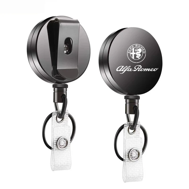 

Card Sets Belt Key Ring Metal Retractable Pull Badge Reel for Alfa Romeo Giulia Giulietta 159 156 MITO Stelvio 147 Sportiva
