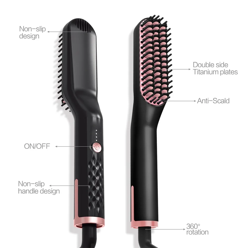 

3 in 1 Beard Hair Straightener Hair Electric Comb DIY Hairstyle Adjustable Temperature Comb with Non-slip Handle New Products