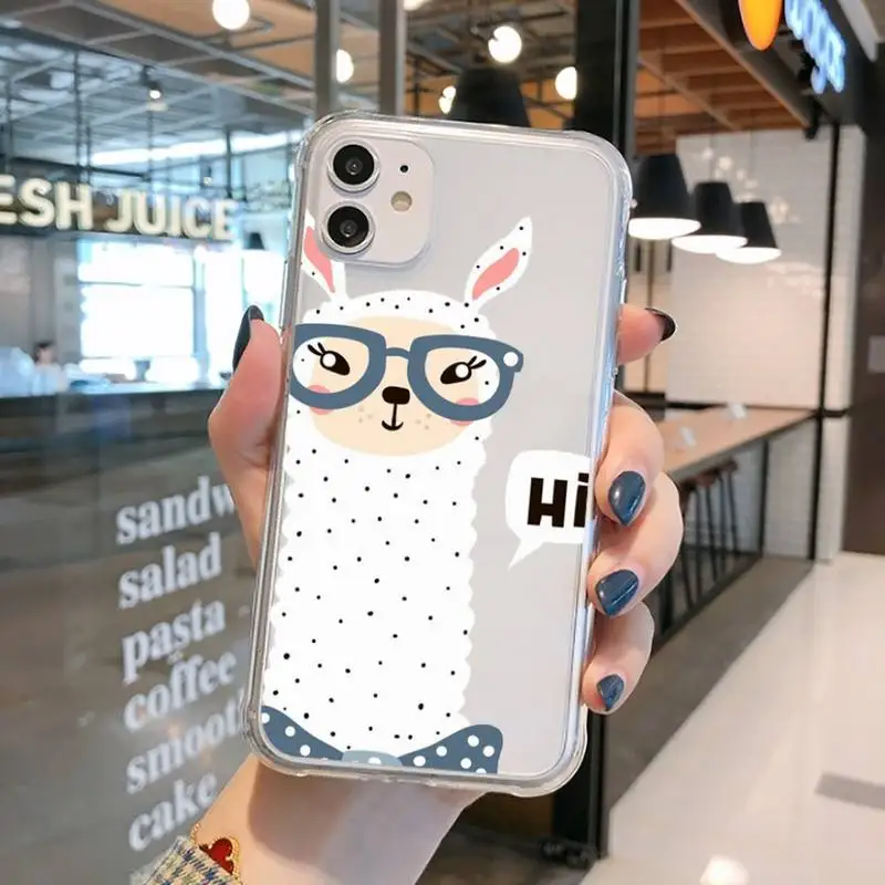 

Cute lamas Alpaca animals Phone Case Transparent for iPhone 11 12 mini pro XS MAX 8 7 6 6S Plus X 5S SE 2020 XR