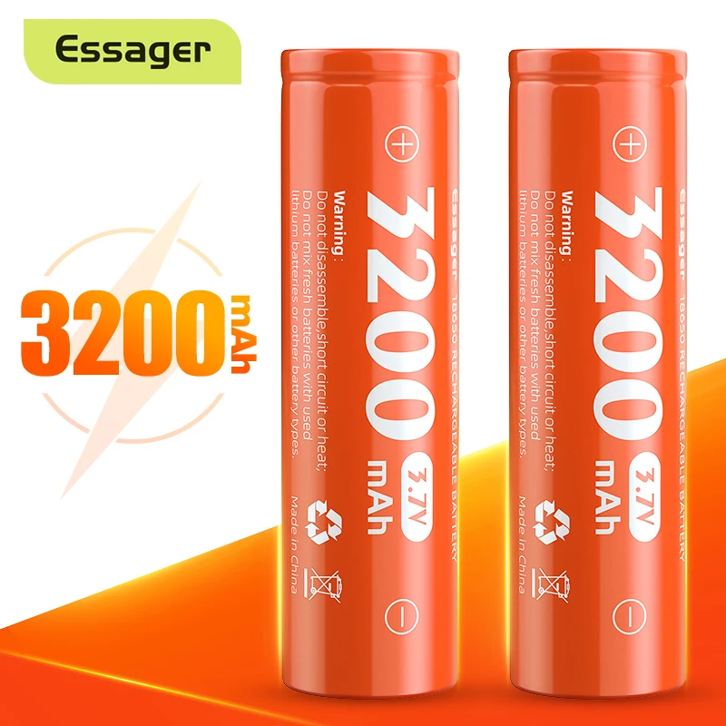 Essager 18650 Батарея 3200 мА/ч литий ионный 3 7 V Перезаряжаемые высокий ток разряда Li ion