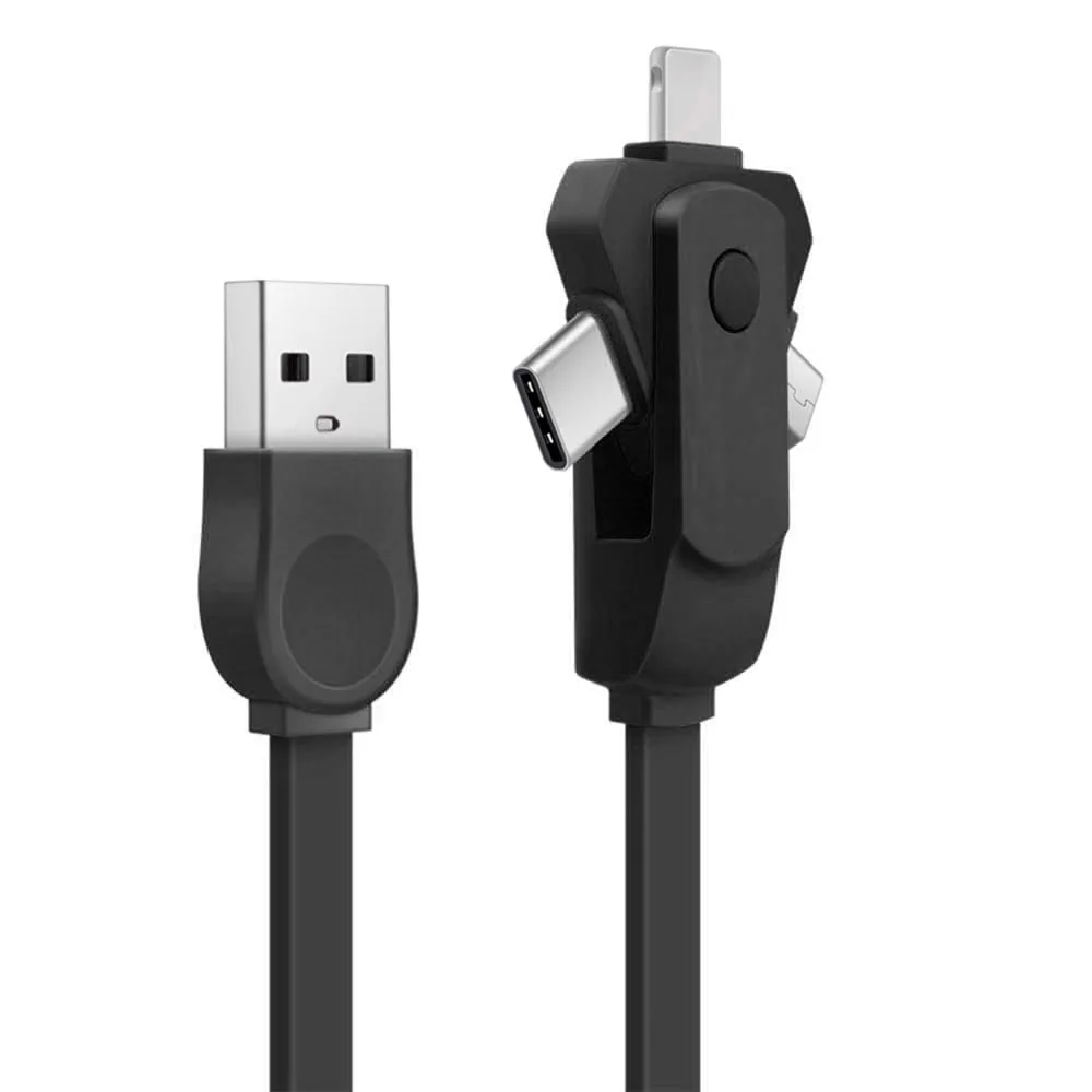 Черный KISSCASE 3 в 1 usb type C Micro usb type-c кабель для iPhone 7 Xr Быстрый Кабель зарядного устройства usb C кабель для Xiaomi Redmi; Huawei samsung - Цвет: Черный