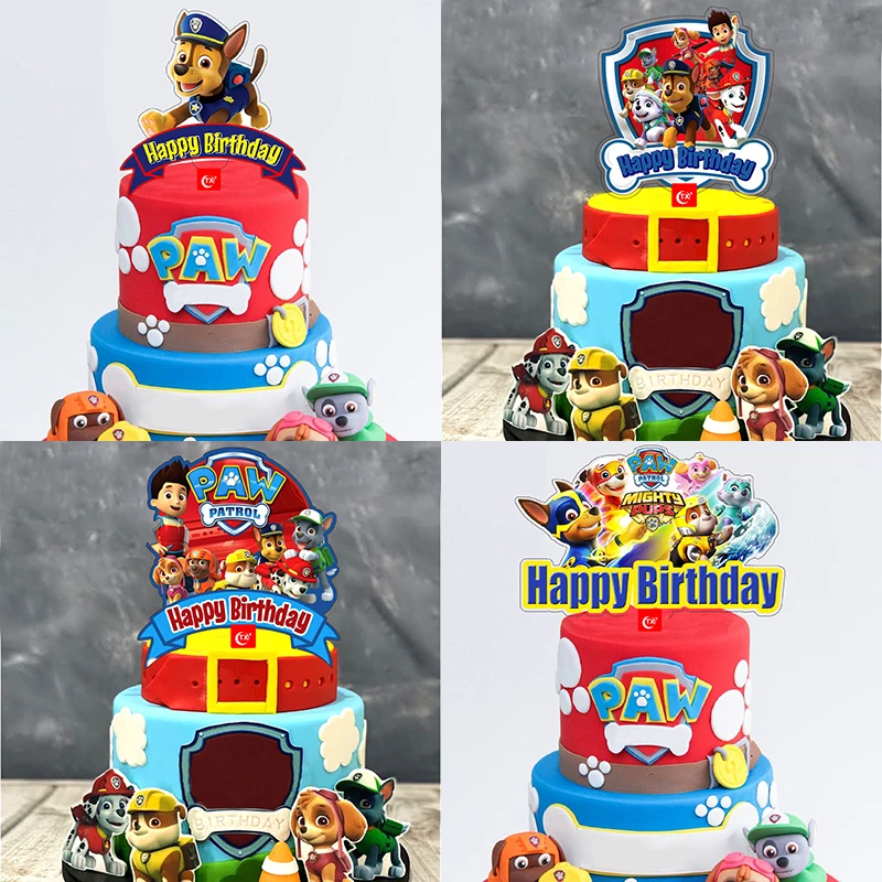 

Children Ryder Chase Figures Paw Patrol Birthday Cake Card Cartoon Acrylic Party Cakecard Baking Decoration Cartoon Insert Card
