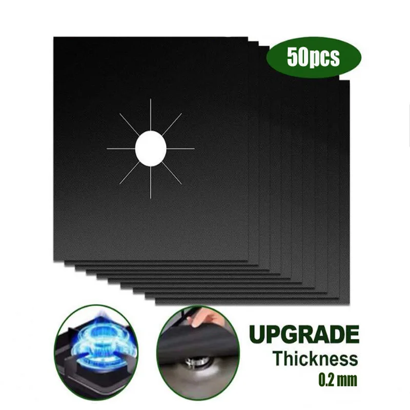 

50Pcs/lot Foil Cover Gas Stove Protector Non-Stick Stovetop Burner Sheeting Mat Pad Clean Liner For Kitchen Cookware