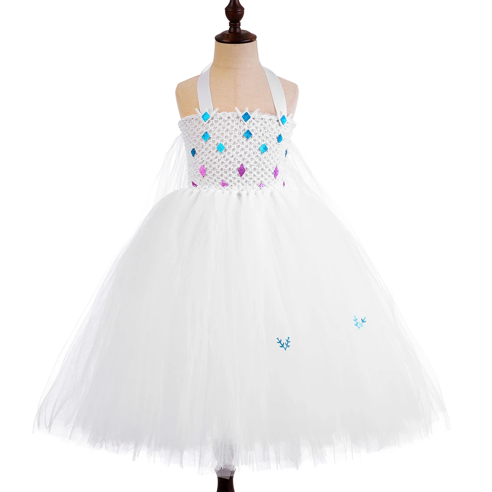 Новое платье пачка Эльзы детские платья из тюля для девочек костюм Снежной