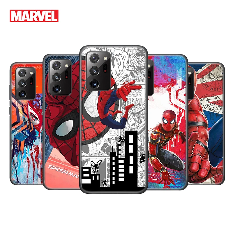 Черный чехол для телефона с принтом Marvel Мстители Человек-паук Samsung A91 A72 A71 A52 A51 A42 A41