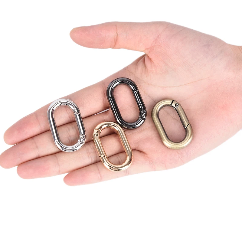 

5pcs Zinc Alloy Plated Gate Spring Oval Ring Buckle Outdoor Carabiner Purses Handbags Clips Round Push Trigger Snap Hooks