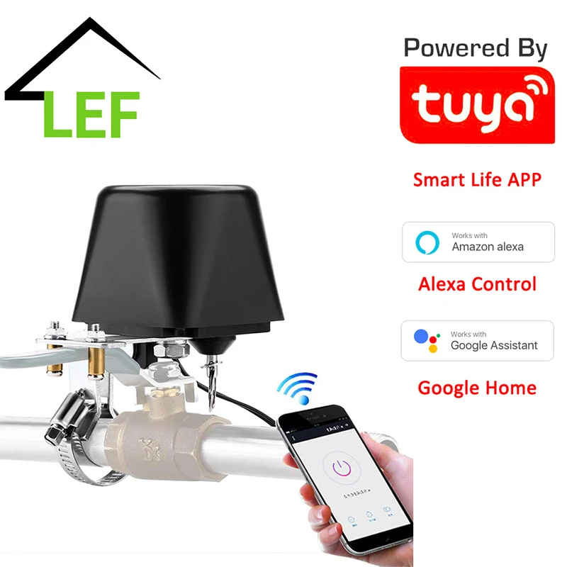 

Tuya Smart Wireless Control Gas Water Valve WiFi Shut Off Controller Work with Smart Life App and Alexa Google Assistant