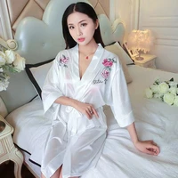 new pattern satin sleepwear 2021 new sexy print women chinese bridesmaid kimono bathrobe gown loose home dressing gown nightgown