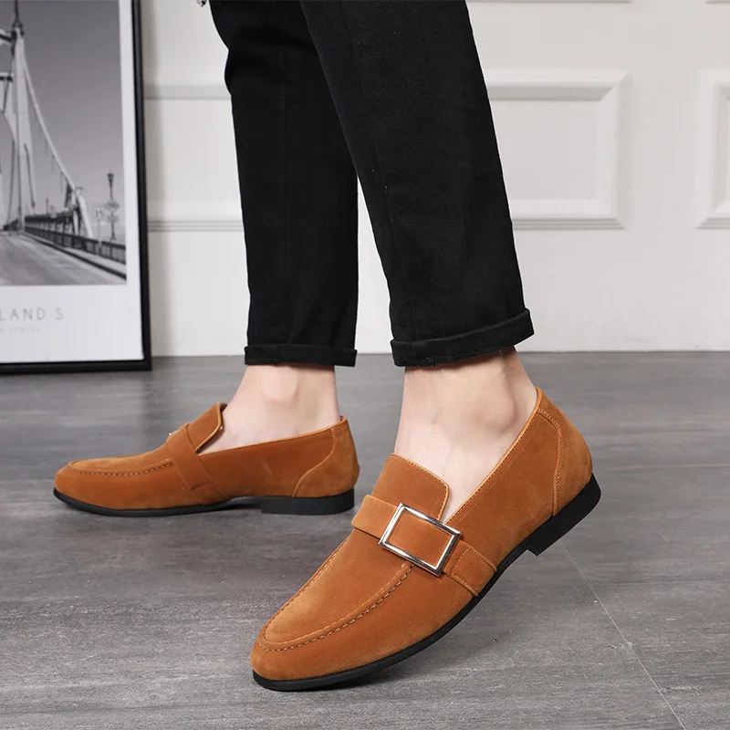 

Genuine Leather Shoes Belt Buckle Men's Suede Doudou Shoes 2021 Autumn Fashion Casual Shoes Male Driving Flats Loafers Footwear