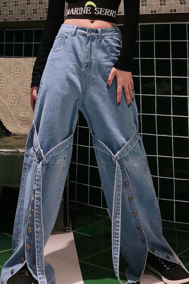 Уличные джинсы в стиле хип-хоп Новинка осени 2019 пряжка с разрезом Пряжка для