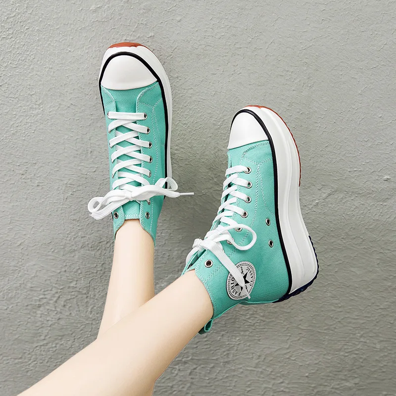 

Canvas Platform Shoes Women Trainers High Top Sneaker Lady Autumn Female Footwear Breathable Girl Fashion Sports Shoes