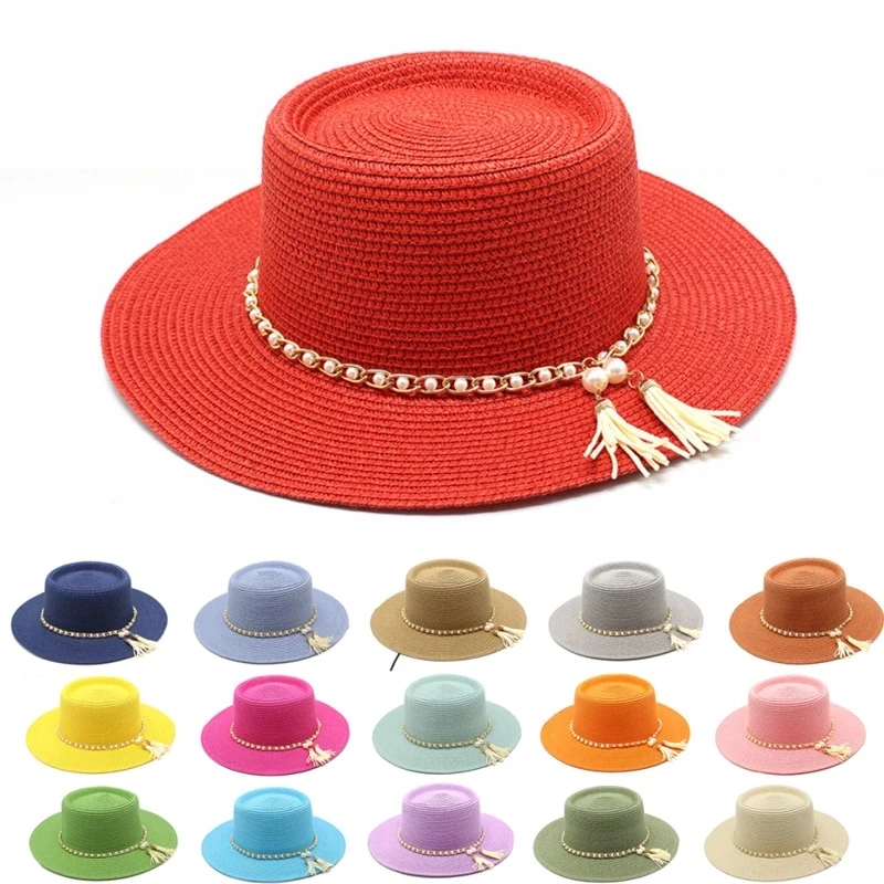 

Womens UPF50 Foldable Summer Straw Hat Wide Brim Fedora Sun Beach hat Wide brim straw visor hat leisure vacation Summer Panama