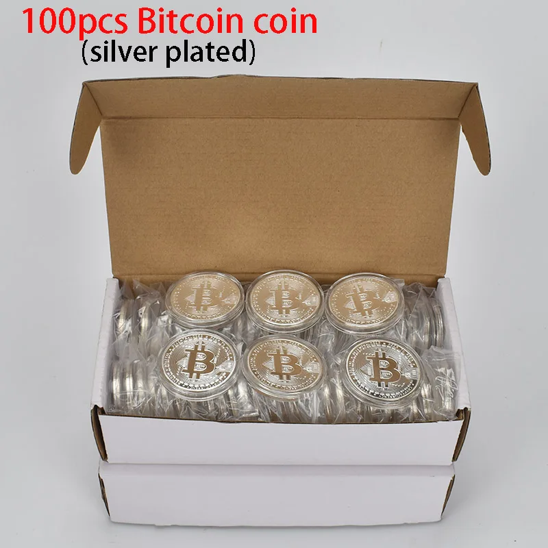 100 шт/партия позолоченная физическая Биткоин битка монета BTC Подарочная памятная