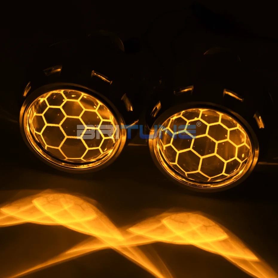 

биксеноновые линзы для фар объектив проектора HID со светодиодной подсветкой дьявольский глаз Super 2,5-дюймовая сотовая линза H4 H7 для тюнинга фар Комплект для укладки аксессуары для авто