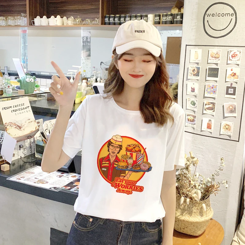 Эффектно дьявольская музыка поет вместе забота о вас Демон Кот Иисус сатана Хэллоуин Женская Футболка Harajuku винтажная Корейская одежда