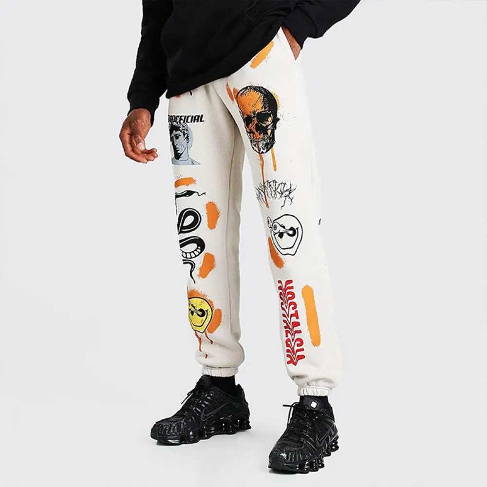 Men Women Loose Retro Sports Pants Couple Jogging Sweatpant Oversize Hip-Hop Y2K Harajuku Print Vintage Streetwear Spring Autumn