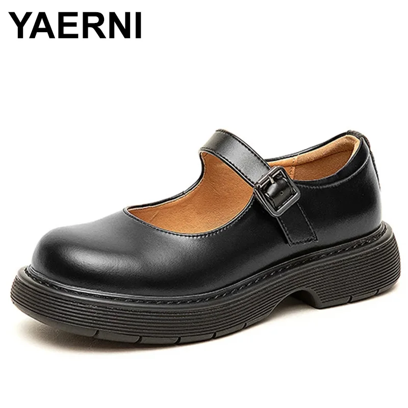 

YAERNI Women JK Uniform Dress Shoes Lolita Mary Jane Platform Leather Shoes