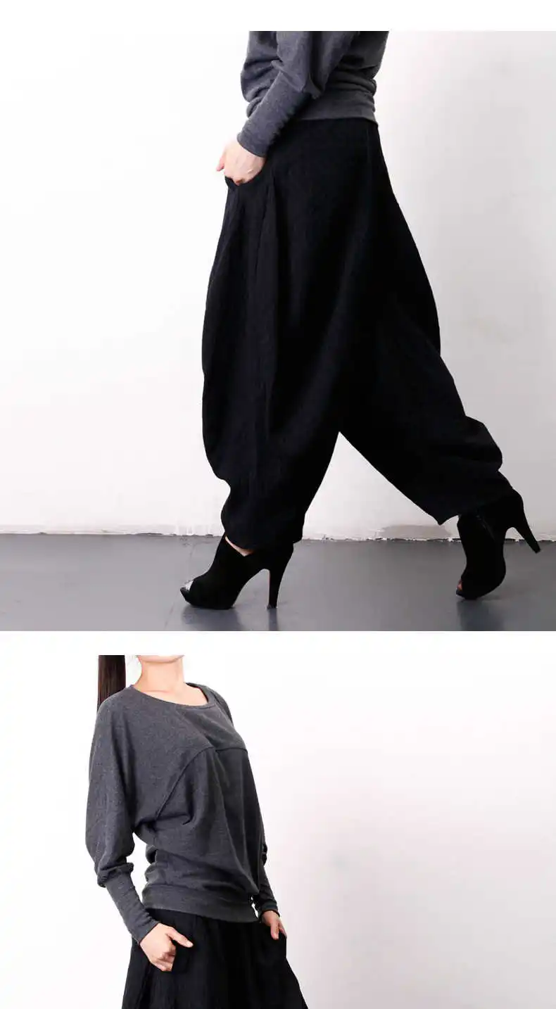 

IEQJ 2021 new autumn and winter fashion women clothes high waist hurent pants loose Cozy line and cotton trousers WP71301