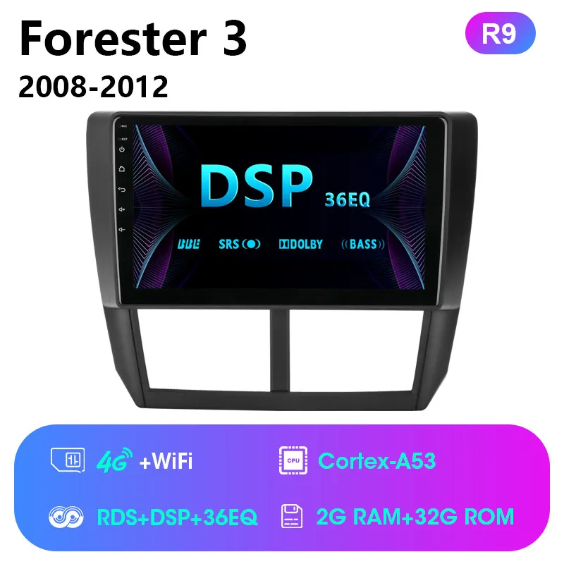 4G Android player 9 дюймов автомобильный радиоприемник для Subaru Forester 3 SH 2007-2013 автомобильный DVD мультимедийный видео плеер навигация gps Android 8,1 2 Din аудио HiFi - Цвет: 4G Android player