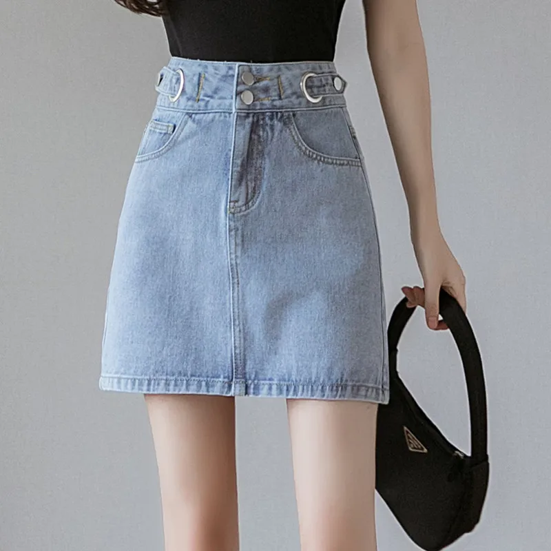 

Women's Empire Denim Skirts Female A-line Korean style Blingbling Skirt 7Z