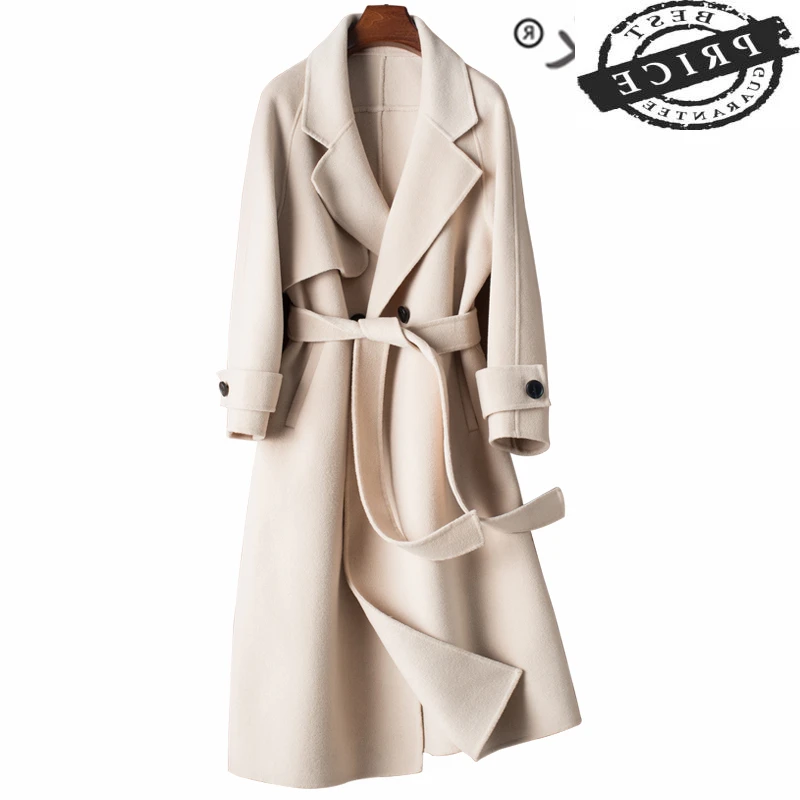 Фото Женское шерстяное пальто с поясом приталенное из 100% натуральной шерсти в