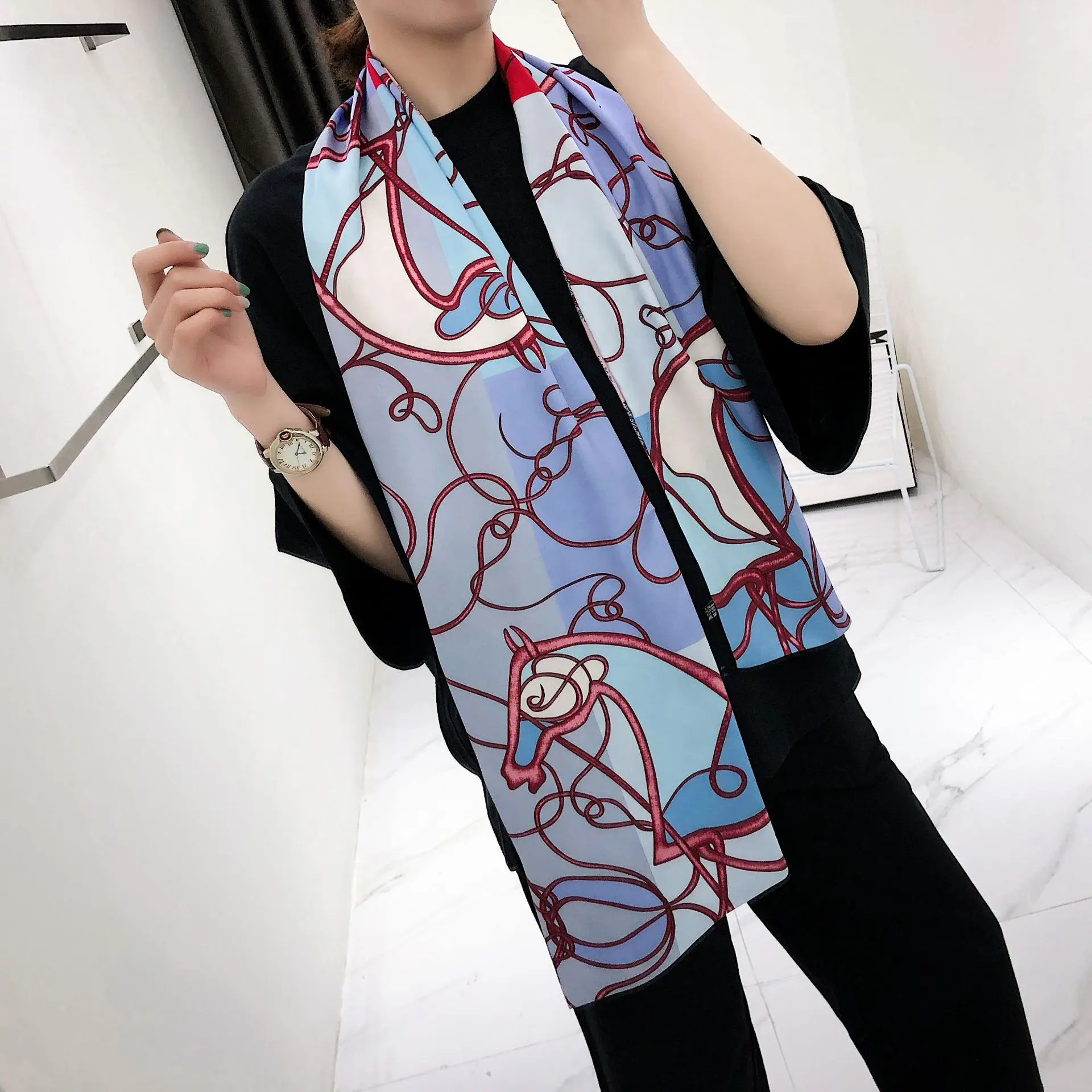 Новый дизайн 2019 роскошный брендовый двухуровневый саржевый женский модный шарф