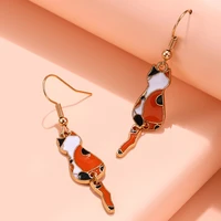 cat earrings with dangling tail cute earrings cat lover gifts