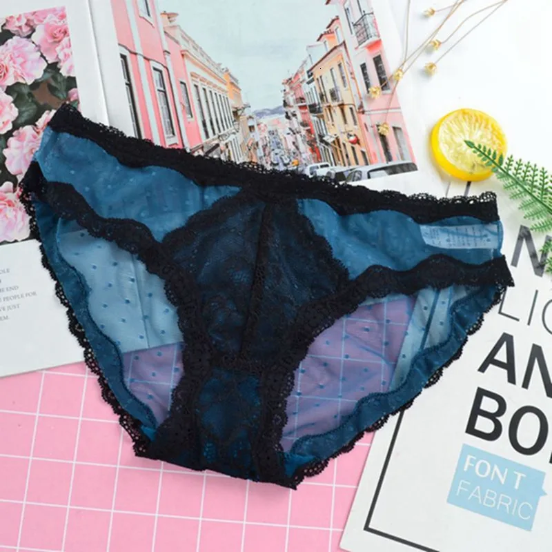 SP & CITY Ажурные кружевные трусики в горошек с волнистым краем женские сексуальное