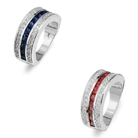 fashion simple silver color blue red crystal for women elegant rings wedding aniversary party gift