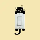 Наклейки на стену сделай сам с изображением черного кота, забавные наклейки с изображением милого кота и переключателя, наклейки на стену для дома, гостиной, спальни, ванной комнаты, популярное украшение для дома