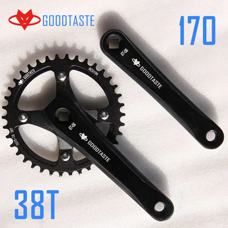 170 crank and 38T Goodtaste Fahrrad kurbel kettenblatt 104BCD MTB велосипед Kurbel алюминиевый Legierung Mit Boden Kurbel 170 platte rot 32T 34T 36T 38T - Цвет: 170 crank and 38T