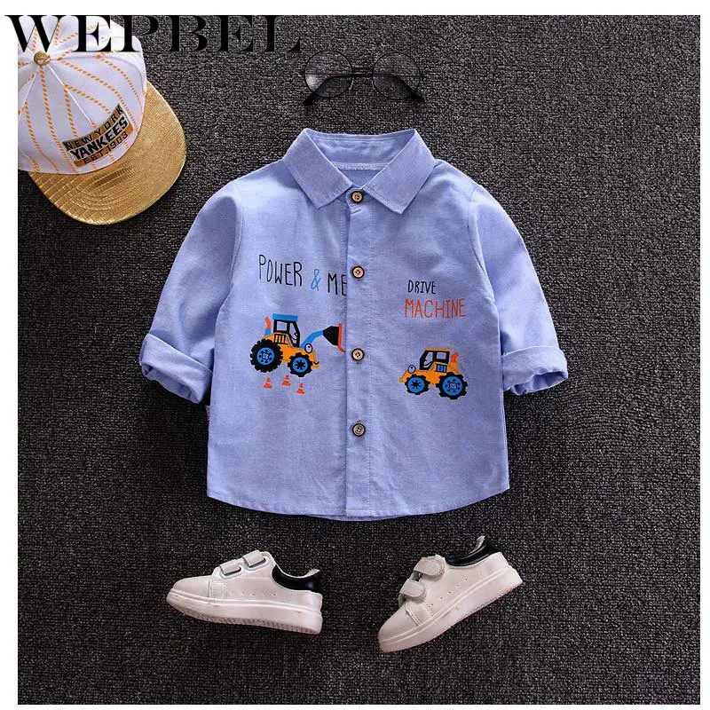 WEPBEL осенние Рубашки для маленьких мальчиков с длинным рукавом