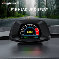geyiren p19 hud obd2 gps head up display smart gauge car speedometer security alarm water oil temp overspeed multi function