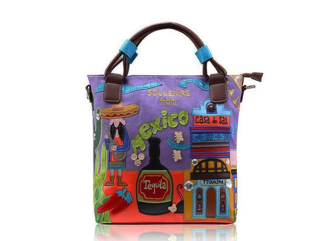 

Women's Bag 2021 New Shoulder Bag PU Leather Retro Portable Messenger Bag Handmade Embroidery Creative Embroidered Canvas Bag