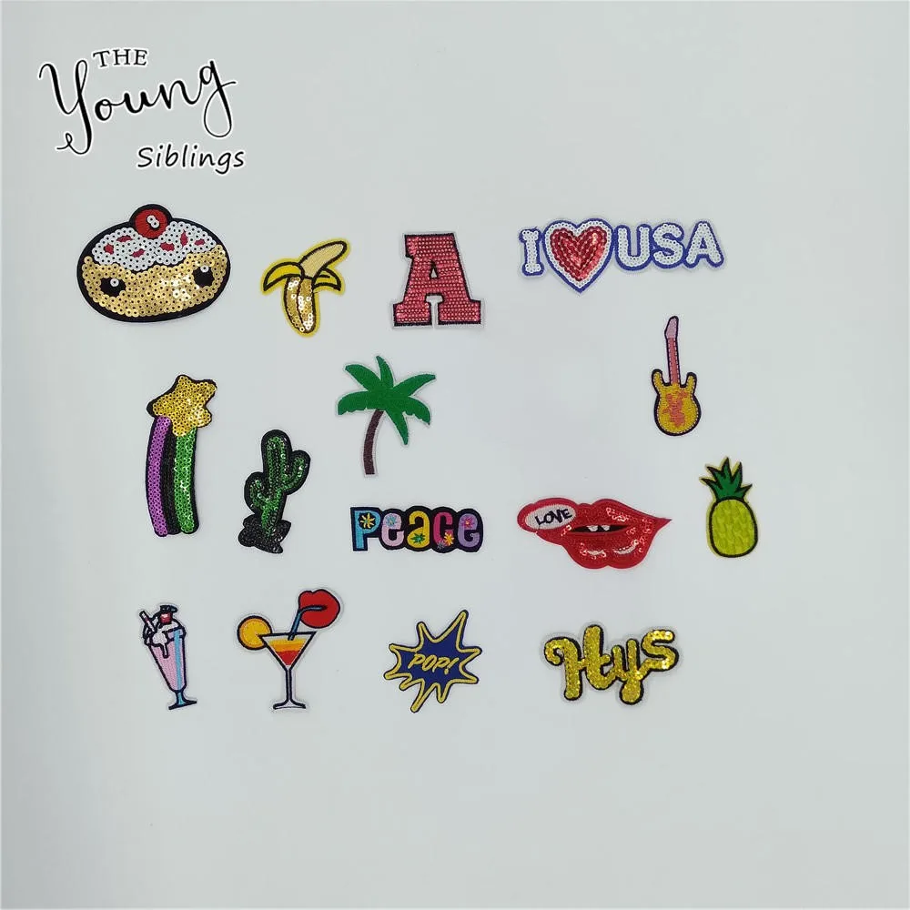 Лидер продаж 16 видов клеевых наклеек с аппликацией вышитые нашивки полосками