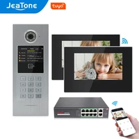 jeatone 7 inch tuya wifi ip video intercom for large building 2houses access control system passwordrfid cardapp remote unlock