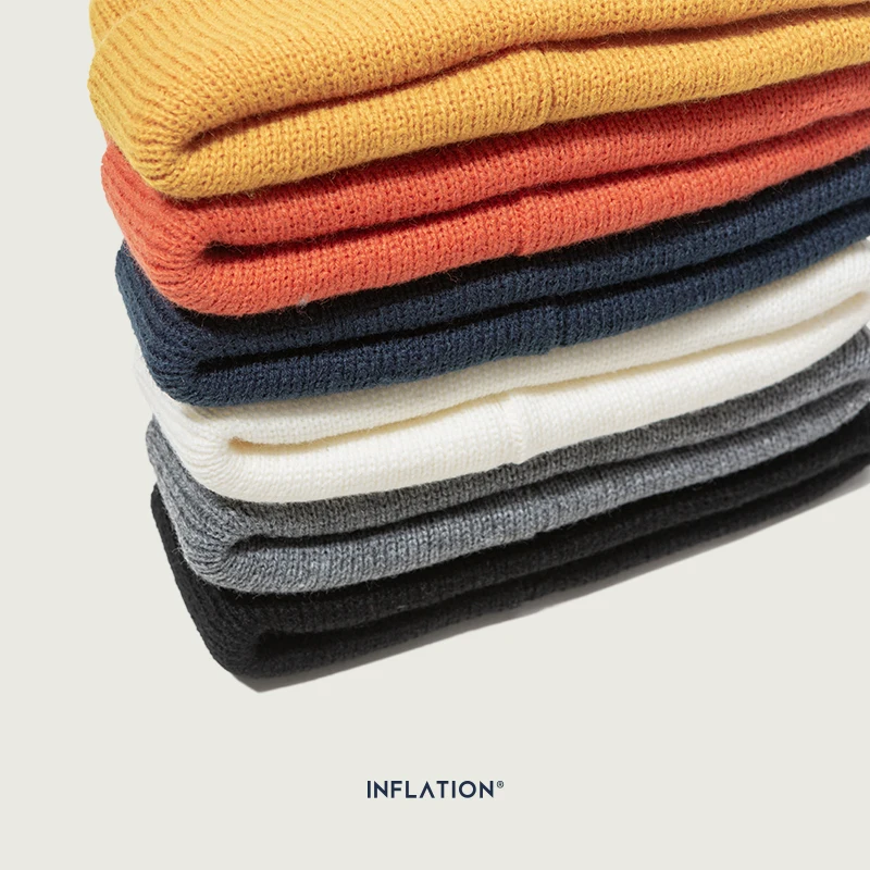 Инфляция, унисекс вязаная шерстяная Осенняя шапка, зимняя, Skullies Beanies, модная, брендовая, теплая, вязаная, однотонная, 5 цветов, Skullies Beanie 170CI2019