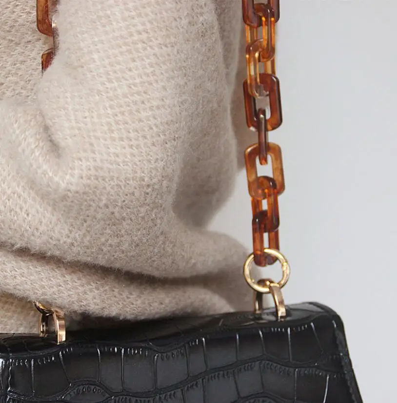 

45cm 80cm 120cm women's bag accessories detachable parts replacement chain Beige resin luxury belt Acrylic shoulder chain