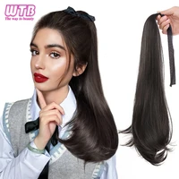 wtb synthetic long straight ponytail claw clip in hairpieces natural black brown drawstring ponytail extension two style