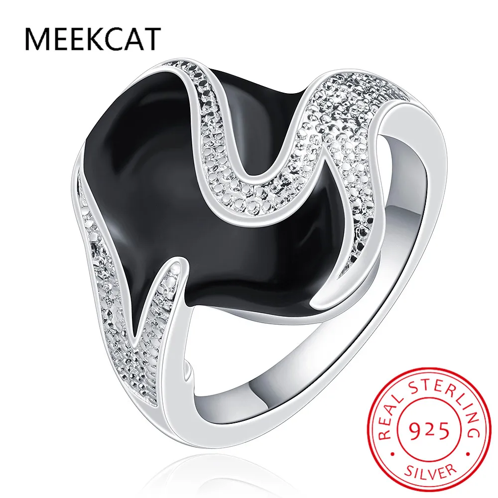

High-quality 925 Sterling Silver Rings for Women Female Male Black Oval Cz Crystal Infinity Ring Bague Argent 925 Anillos Mujer