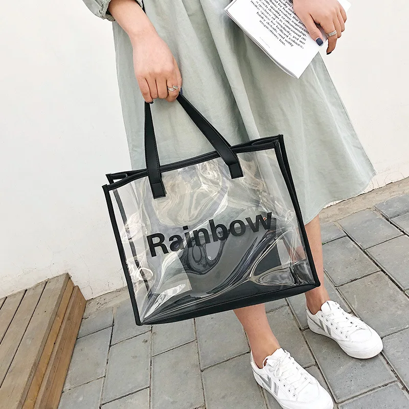 

Летняя новая стильная Большая вместительная сумка на плечо разных размеров в Корейском стиле INS Super Fire простая Прозрачная Сумка a Generati