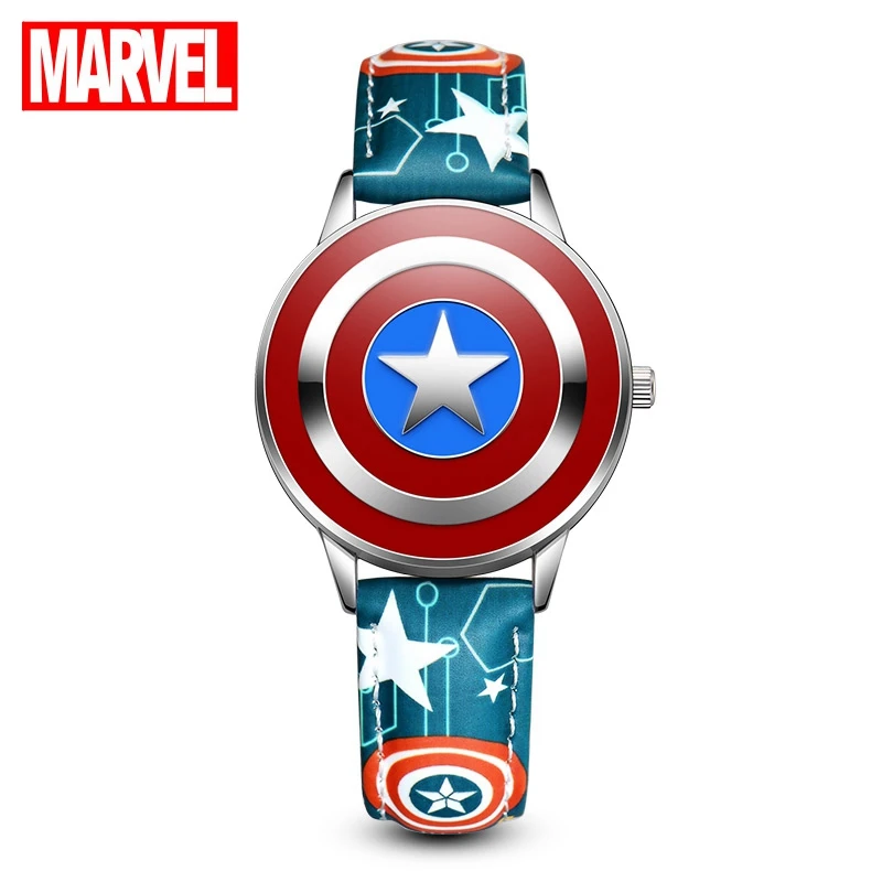 Marvel Мстители Капитан Америка подростковые Мальчики Кварцевые PU Группа Водонепроницаемый флип часы дети как фирма щит ГЕРОЙ часы Дисней Топ