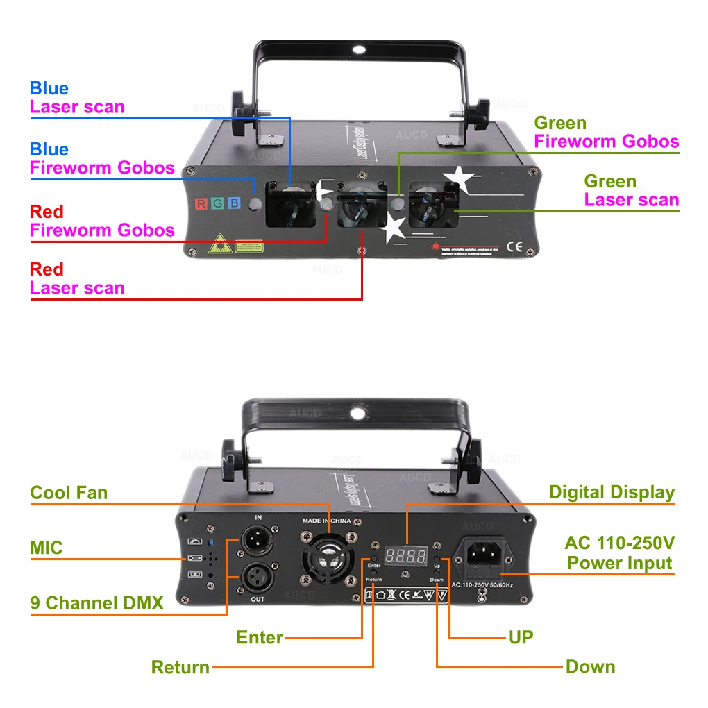 AUCD DMX один 3 объектива Красный Зеленый Синий сканирование луча и RGB пожарный червь решетки микс диско DJ вечерние шоу сценический проектор лазерные огни H-Q6