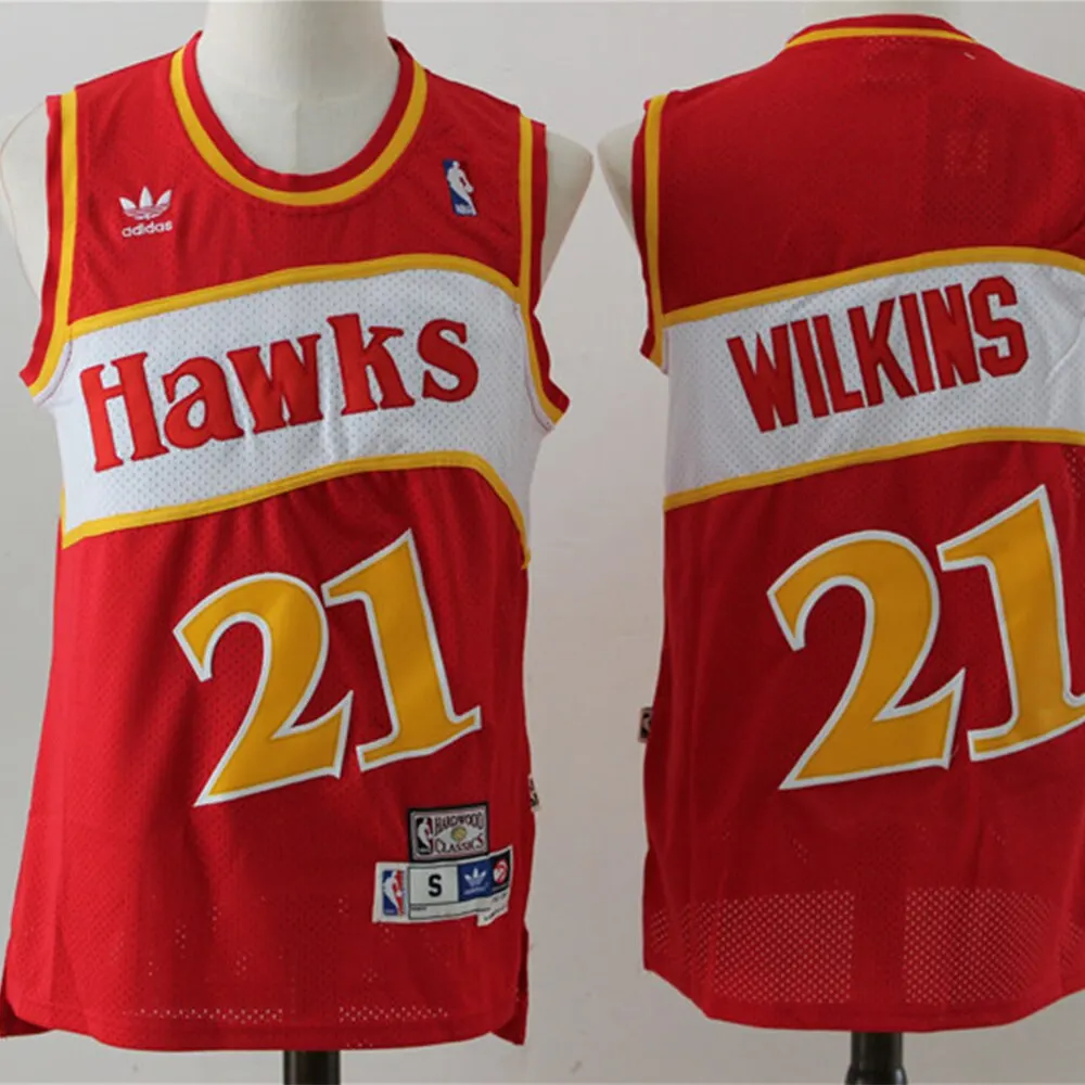 

NBA Men's Atlanta Hawks #4 Spud Webb Basketball Jerseys #21 Dominique Wilkins Retro Swingman Jersey Stitched Mesh Men's Jerseys