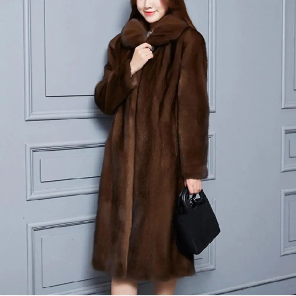 

2020 женское большое теплое пальто, пальто с длинным рукавом, имитация меха норки, пальто с отложным воротником, верхняя одежда, толстое тепло...