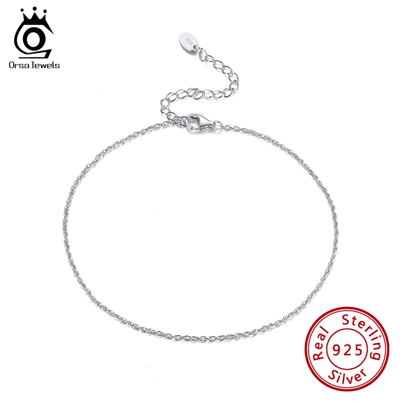 ORSA JEWELS Чистая 925 Серебряная цепочка на щиколотку 14 к позолоченная тонкая женская