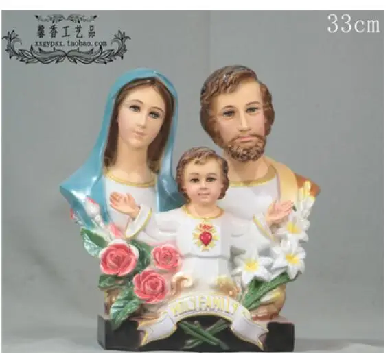 

three members holy family Christian Catholic relics saints bless Jesus Mary Joseph with virgin Figure Statue art Sculpture Craft